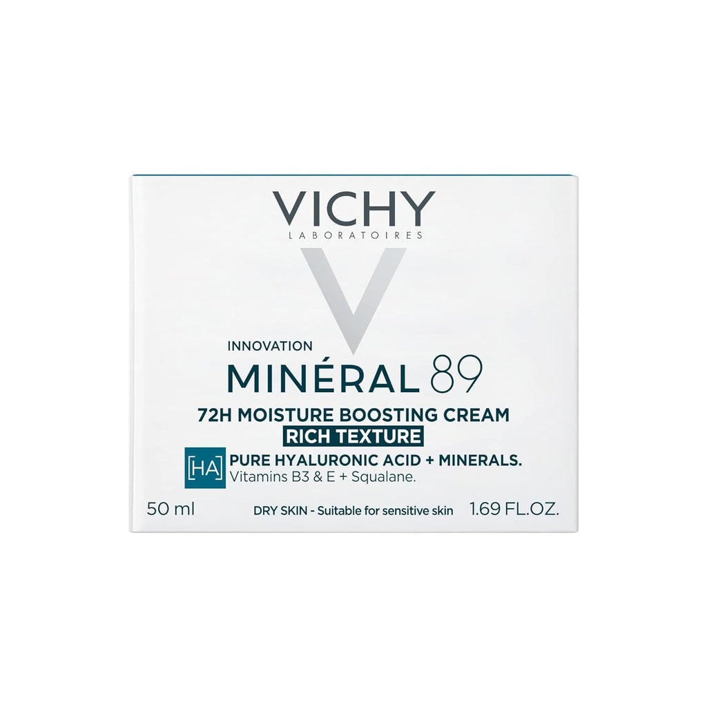 "Vichy Mineral 89 Rich Cream: Ultimate 72H Moisture Boosting Cream for Dry Skin | Hydrating Face Moisturizer with Powerful Hyaluronic Acid, Niacinamide, and Lipids | Experience Daily Luxury with Rich Texture"