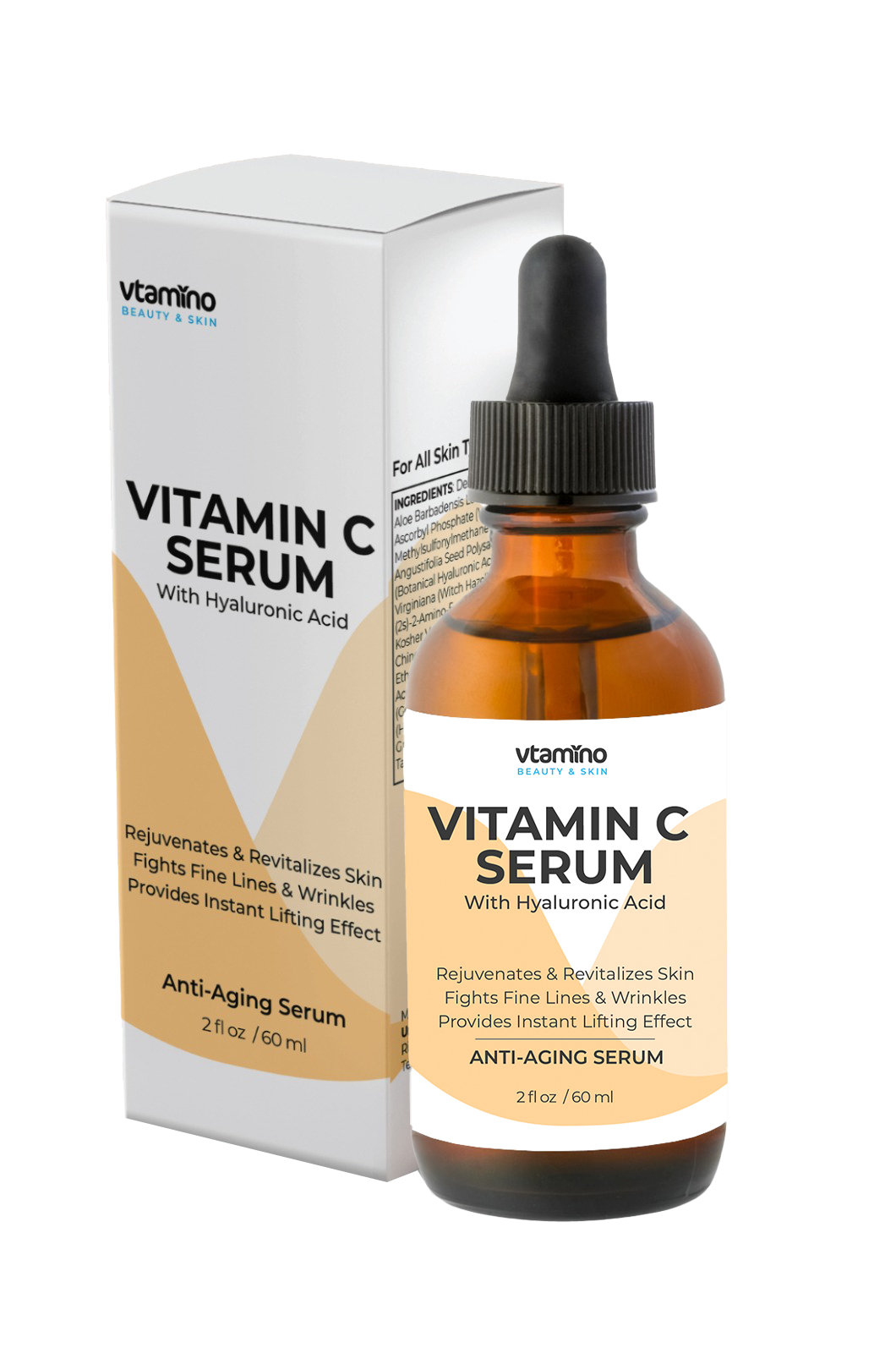 LIMITED TIME OFFER! vtamino Vitamin C Serum & Hyaluronic Acid (60ml) + FREE Themaqueen Cooling Stick Face & Eye-Intensive Skin Cooler-The Ultimate Solution for Anti-Aging