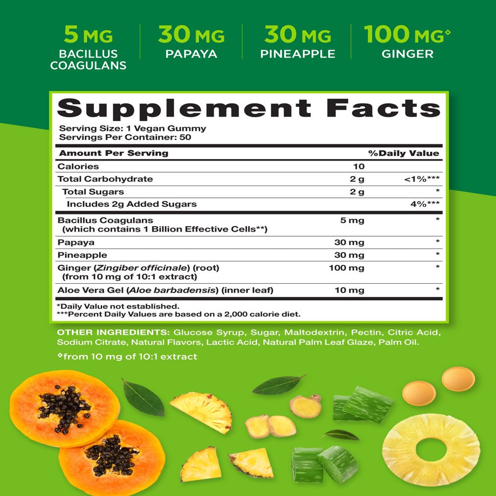 Probiotic Gummies | 50 Count | Vegan, Non-Gmo & Gluten Free Digestive Health Supplement | by Natures Truth