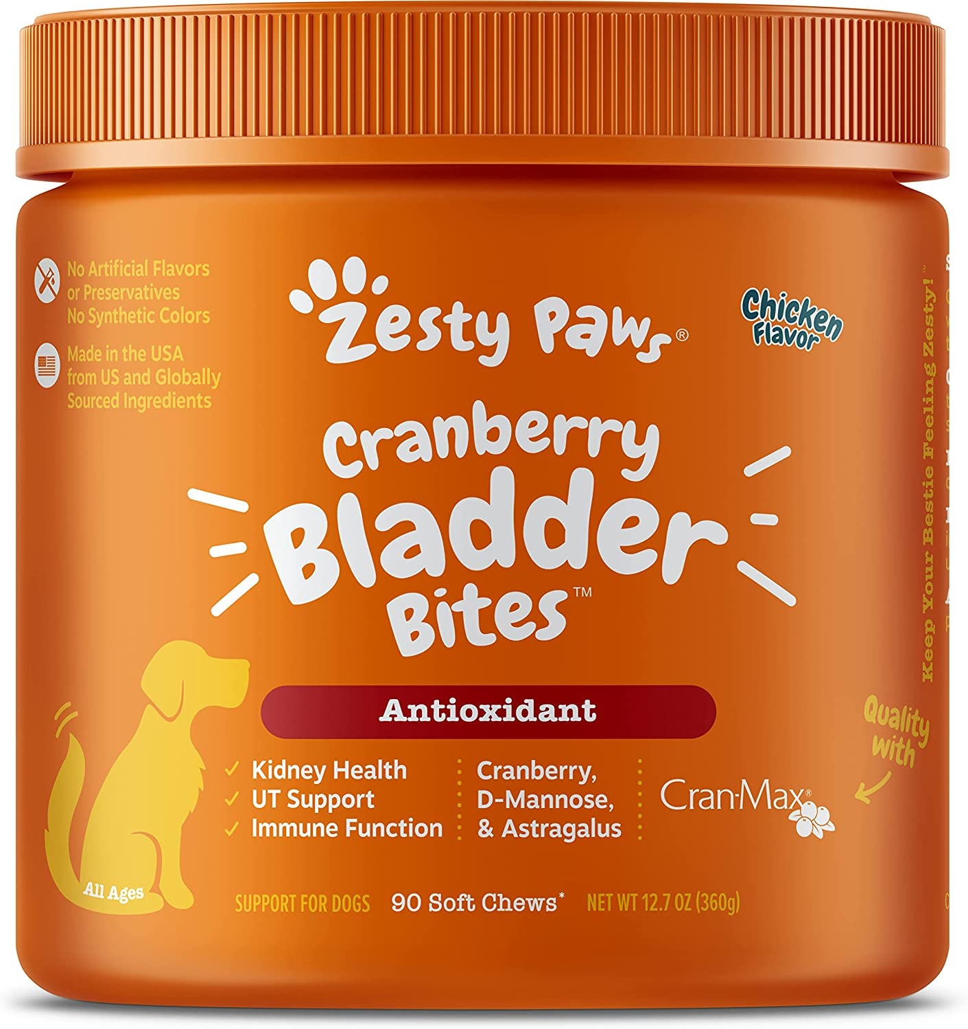 Zesty Paws Cranberry for Dogs - UT Incontinence Support + Immune Health Dog Antioxidant - Urinary Tract UTI & Kidney + Bladder Support - D-Mannose + Organic Marshmallow & Licorice - 90 Chew Treats