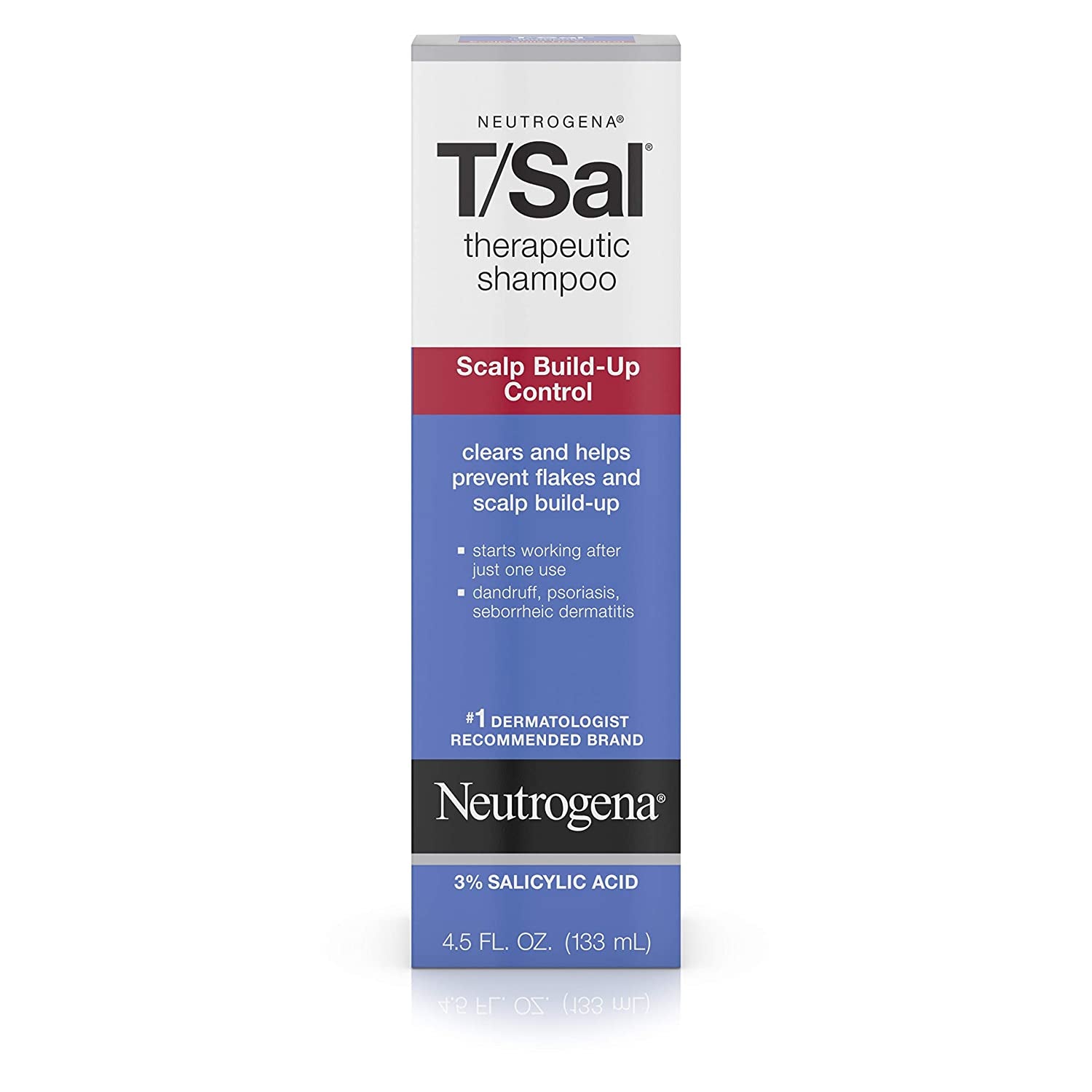 Neutrogena T/SAL Therapeutic Shampoo for Scalp Build-Up Control with Salicylic Acid, Scalp Treatment for Dandruff, Scalp Psoriasis & Seborrheic Dermatitis Relief, 4.5 Fl. Oz